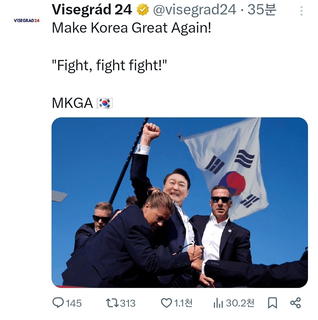 Visegrád 24, 윤석열 대통령에 대한 트럼프 패러디 사진과 함께 