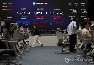 환율 1,500원 턱밑…코스피 5,400선 하락 마감
